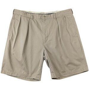 Polo Ralph Lauren Chino‎ Shorts Mens 40 Khaki Beige Pleated High Rise Pockets